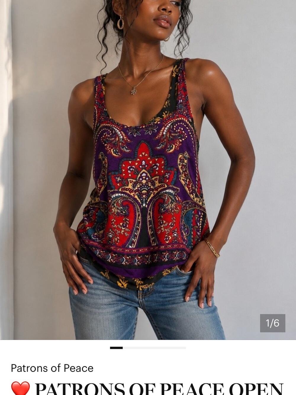 Patrons of Peace Purple & Red Paisley Scoop-Neck Tank